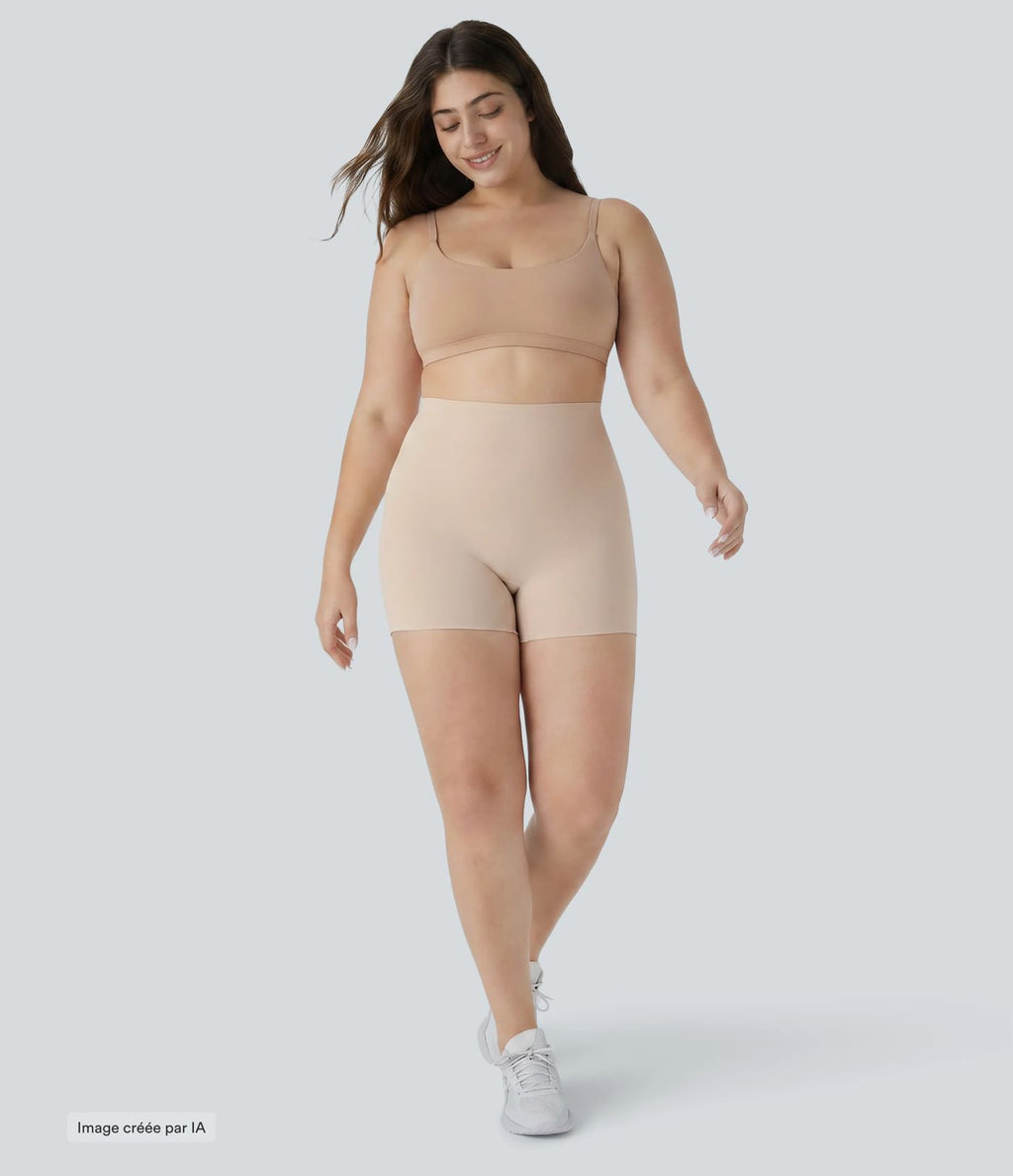 Short boyleg grande taille taille haute, très extensible et lisse, pour la détente