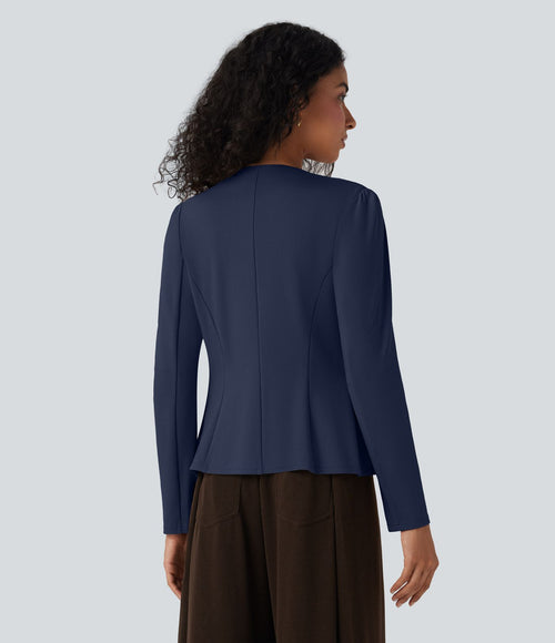 Blazer de travail col rond à agrafes