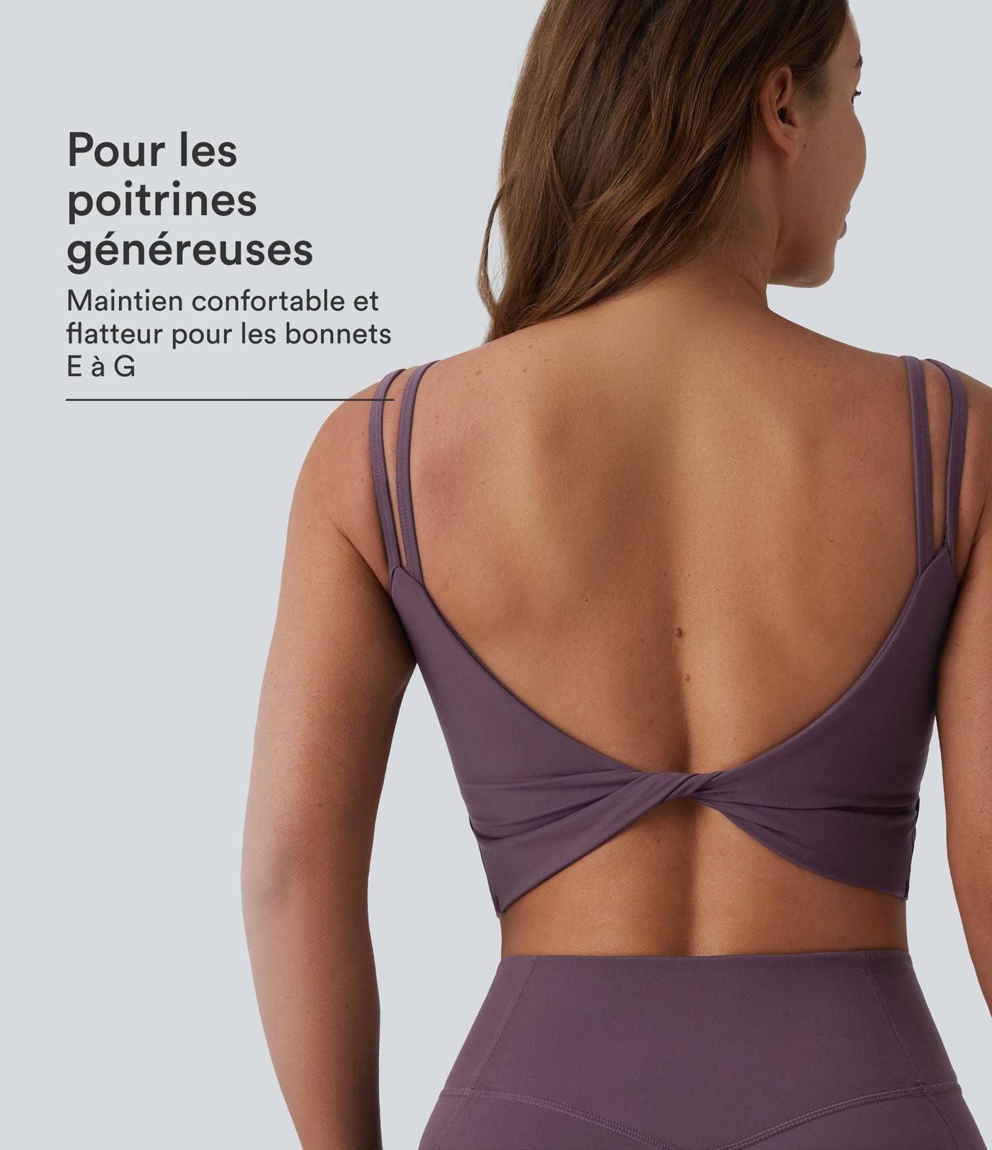 Débardeur de yoga cropped Halara UltraSculpt™ à doubles bretelles dos torsadé ouvert avec soutien-gorge intégré – Bonnets E-G