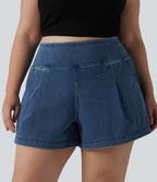 Short en jean taille haute Halara Flex™ ample et décontracté, grande taille, 10 cm avec poches