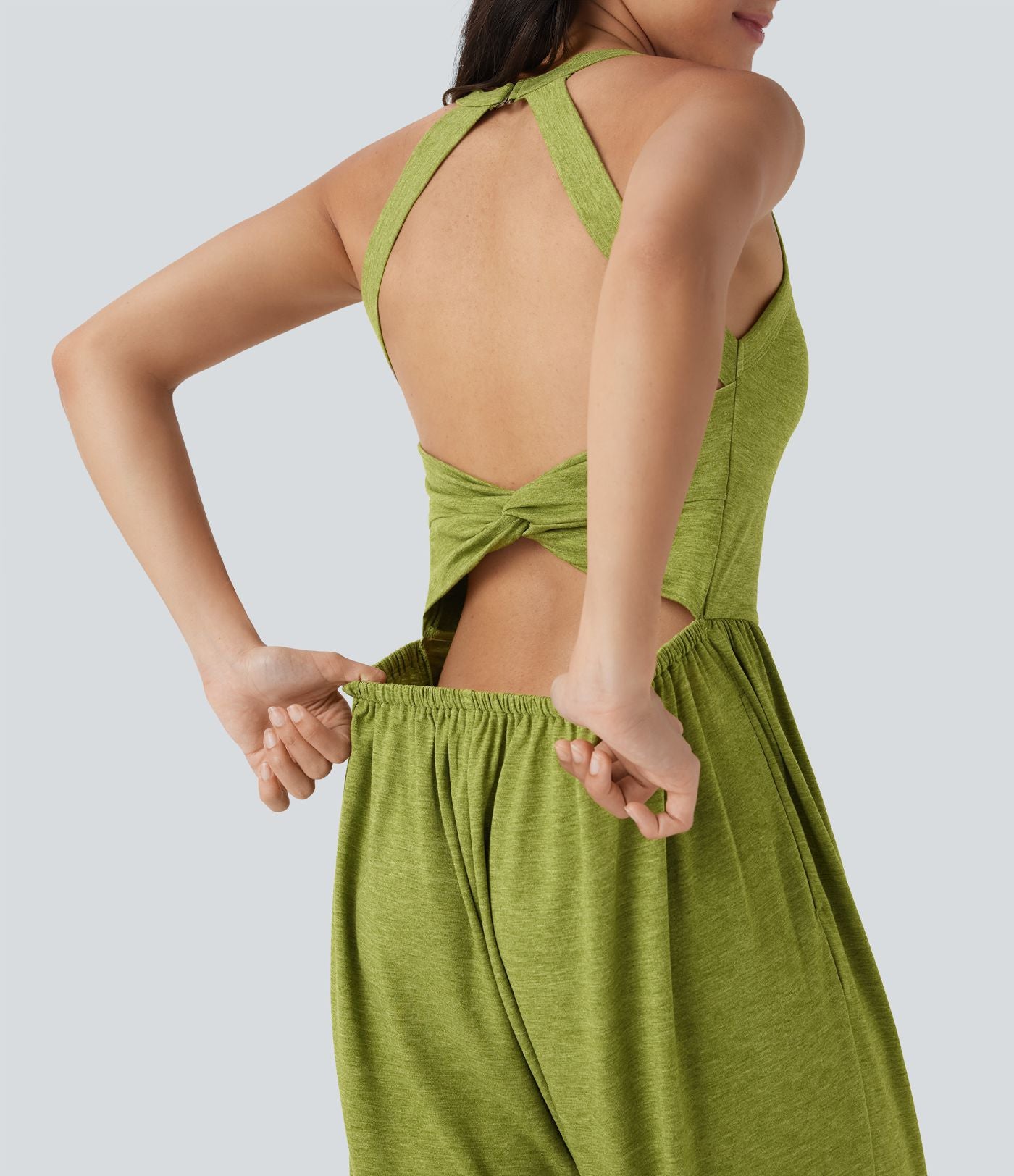 Combinaison sarouel décontractée dos nu torsadé avec brassière intégrée et poches - Édition Easy Peasy