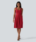 Robe midi SoftlyZero™ Airy 2-en-1 effet frais InstantCool à manches longues, coupe portefeuille et poches