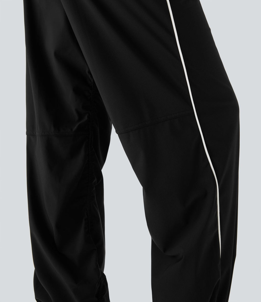 Jogging de danse à taille basse, cordon ajustable, bandes colorées, séchage rapide et poches latérales