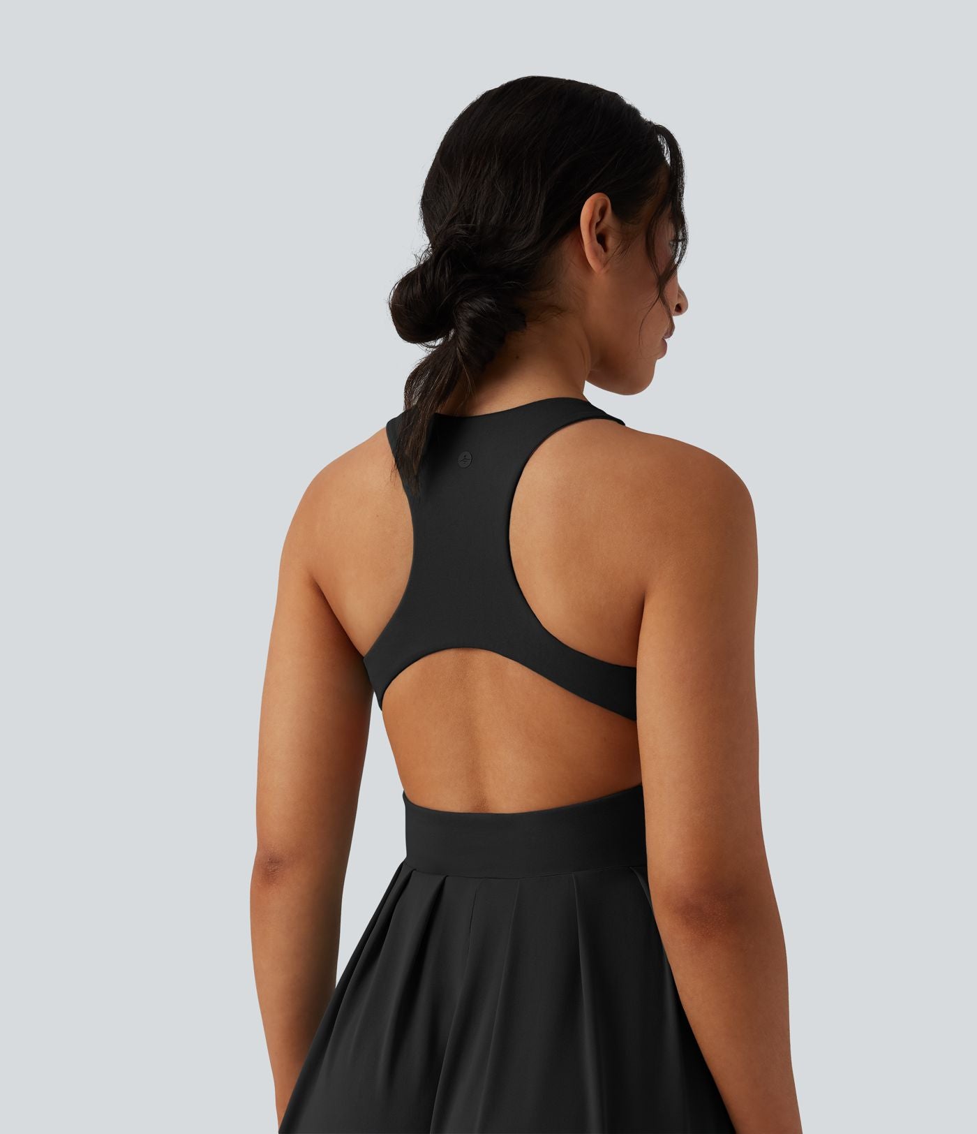 Robe midi décontractée col rond dos nageur avec poches
