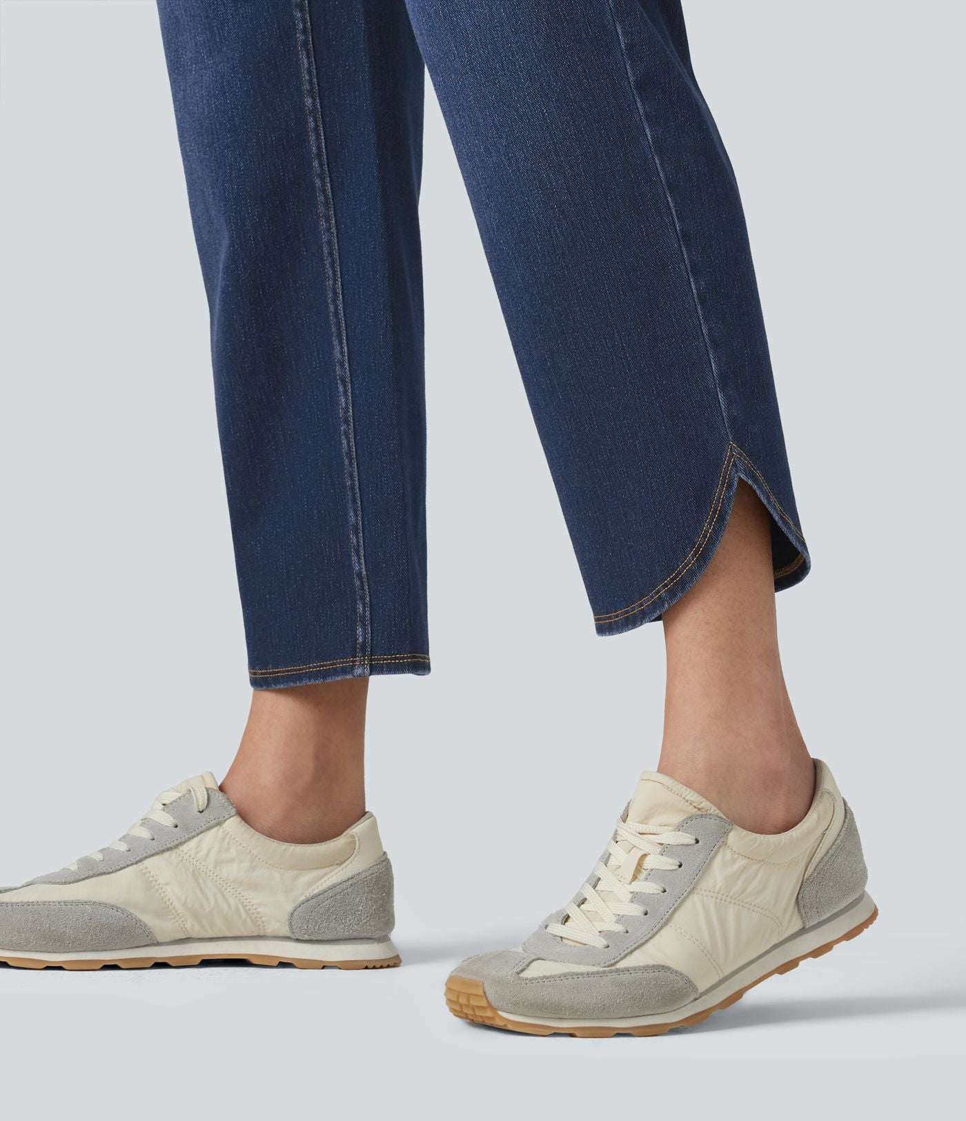 Jean skinny décontracté 7/8 Halara Flex™ taille haute, effet ventre plat, ourlet arrondi et poches
