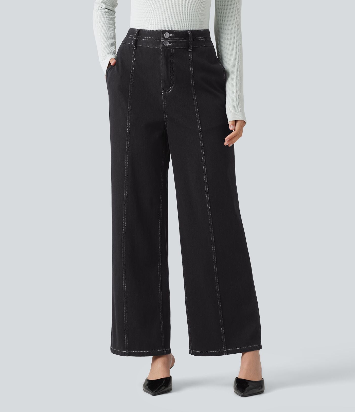 Jean large casual Halara Flex™ taille haute à poches