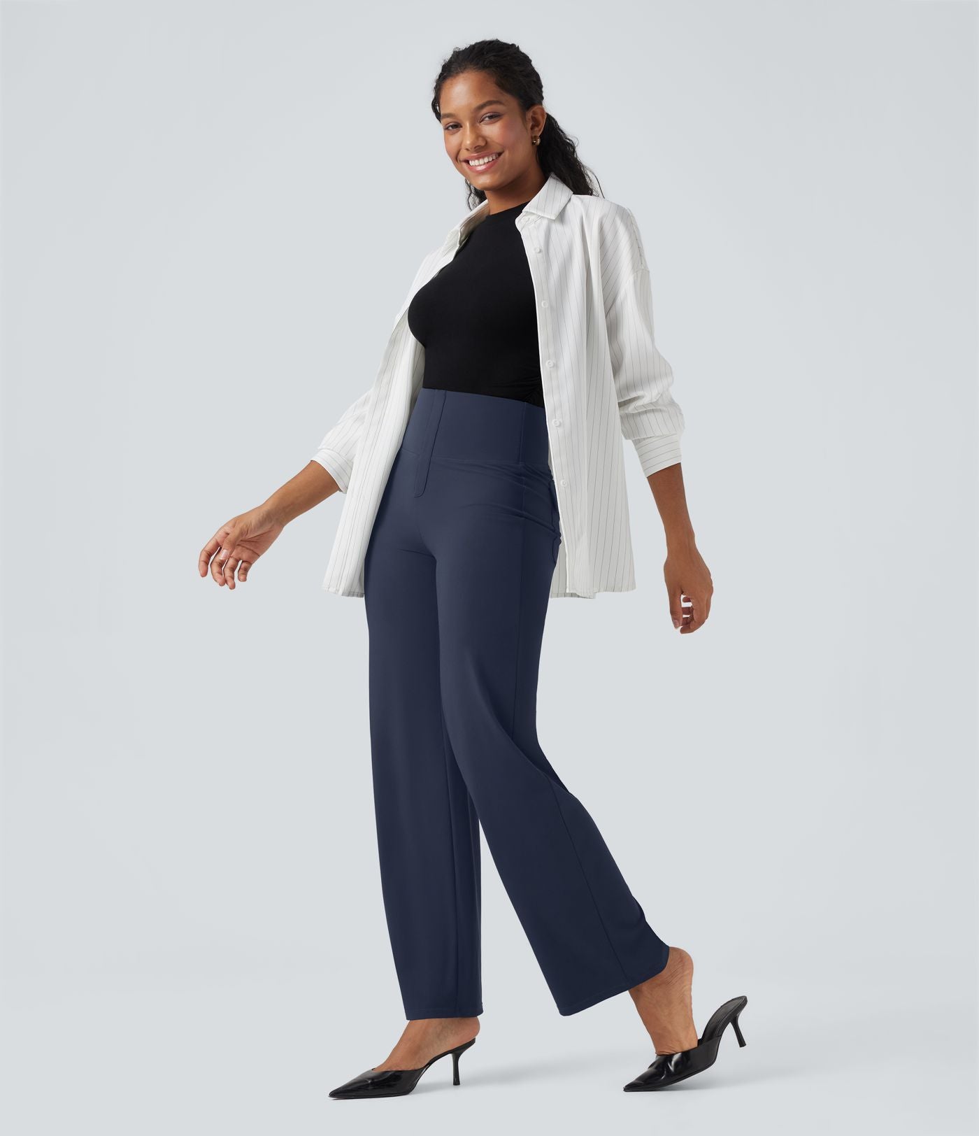 Pantalon de travail droit gainant taille haute avec poches Halara UltraSculpt™