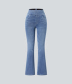 Halara Flex™ Jean bootcut décontracté extensible délavé taille haute à poches multiples