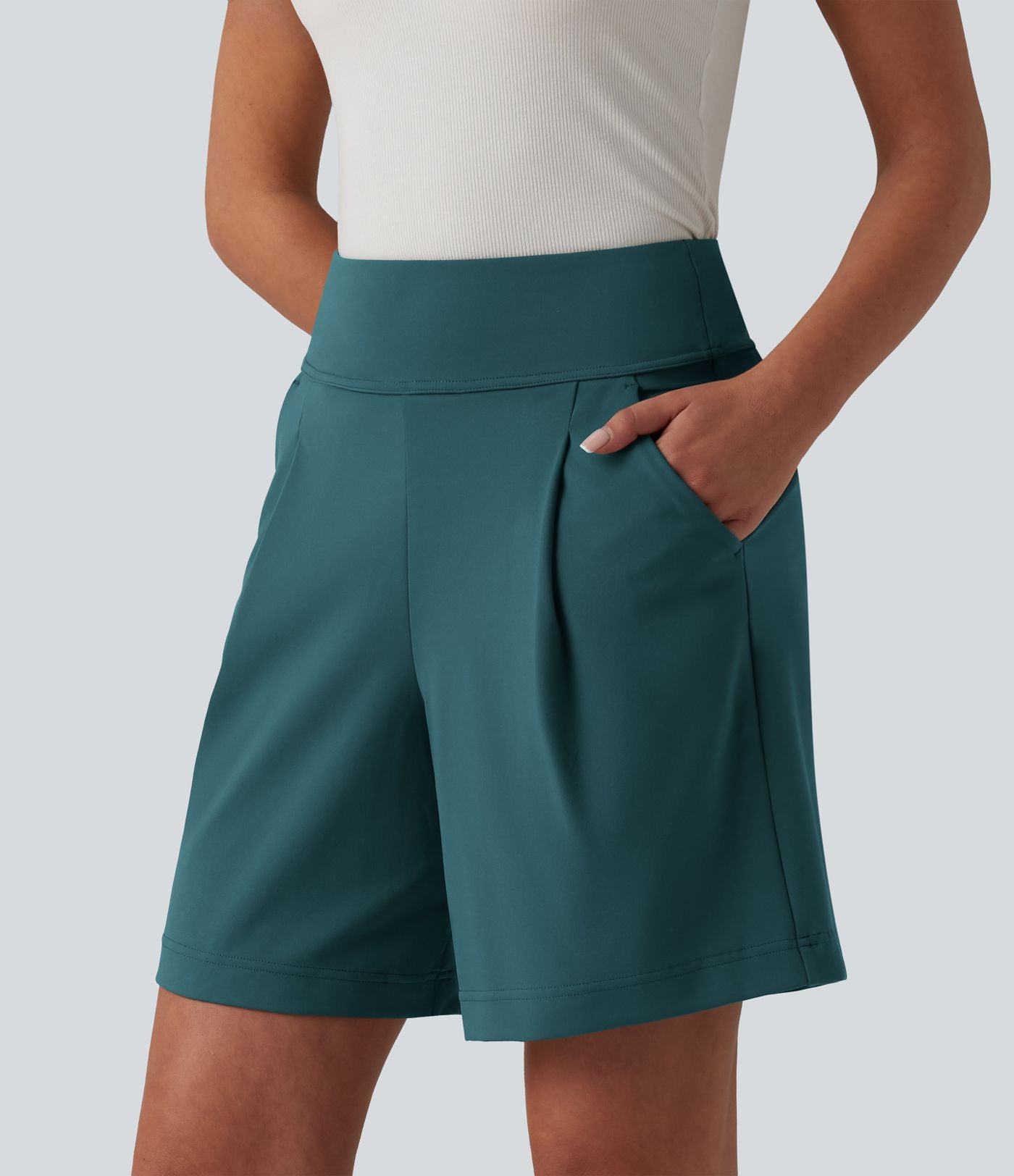 Short tailleur ample DayStretch taille haute 17,5 cm avec poches