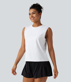 Débardeur de course à col rond en SoftlyZero™ Airy et mesh contrastant respirant à effet frais InstantCool, protection solaire UPF50+