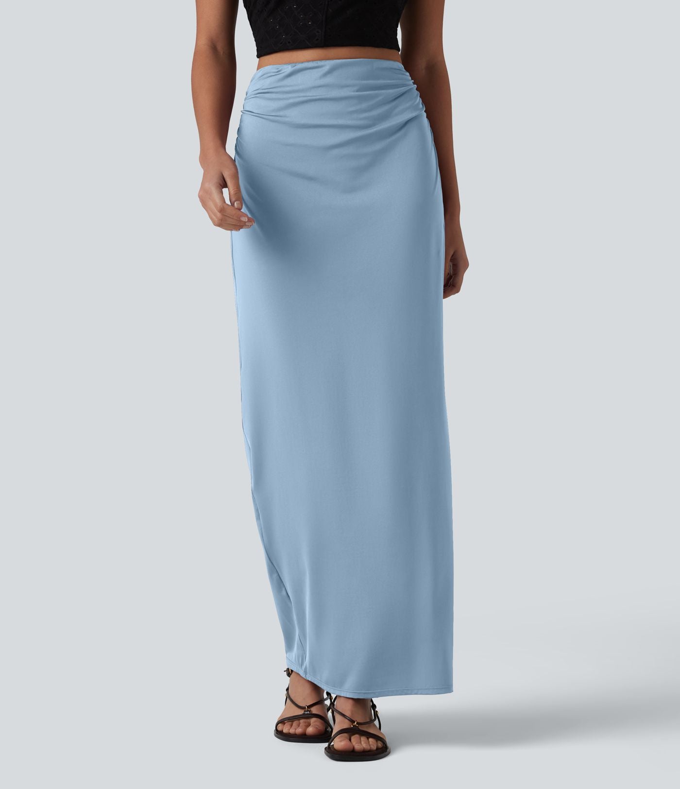 Jupe crayon longue taille haute effet frais InstantCool avec fronces