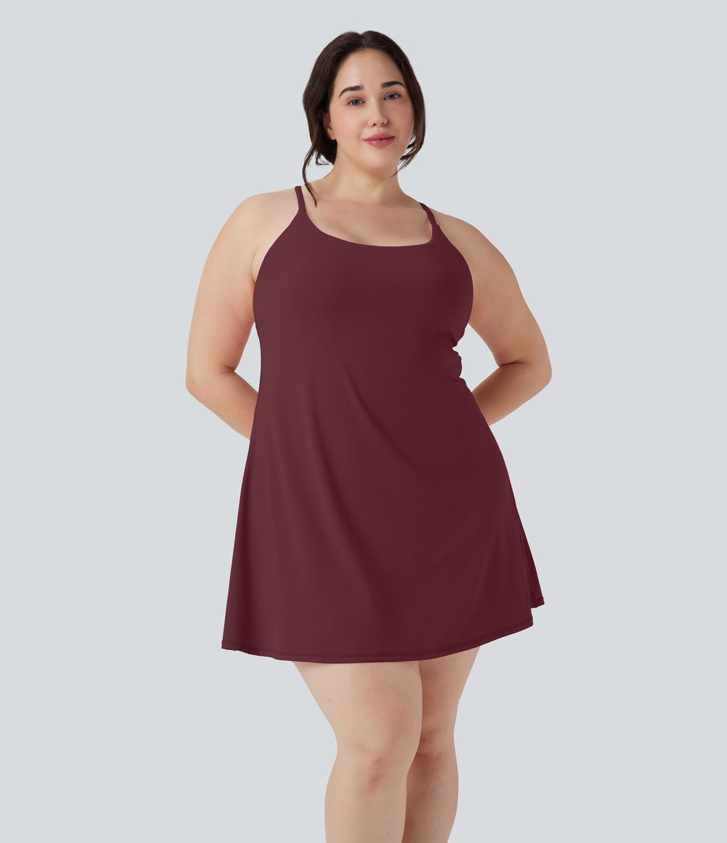 Robe de sport grande taille dos nu Softlyzero™ Plush - longueur rallongée - Easy Peasy Edition