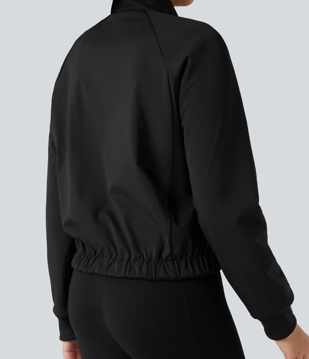 Veste polaire de randonnée réversible col montant manches longues avec poches (Deux looks en un)