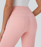 Pantalon corsaire décontracté taille moyenne à laçage avec poches arrière