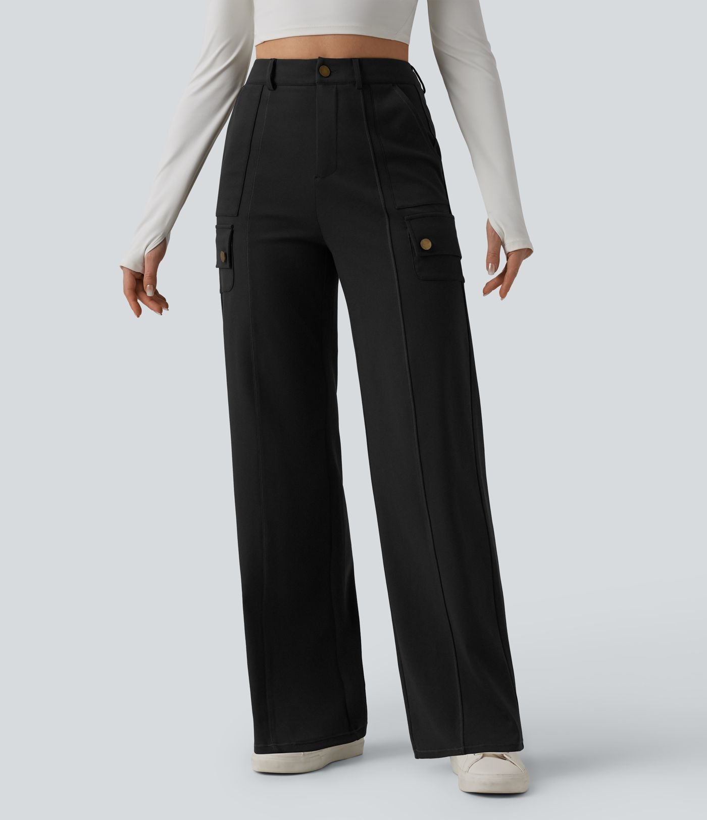 DayStretch Pantalon cargo décontracté taille haute coupe droite avec poches