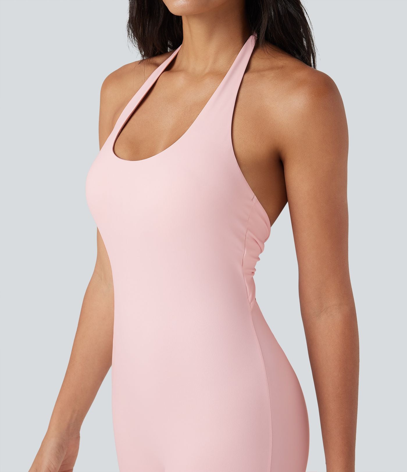 Combinaison de yoga moulante SoftlyZero™ aérée dos-nu dos noué à découpes et fronces
