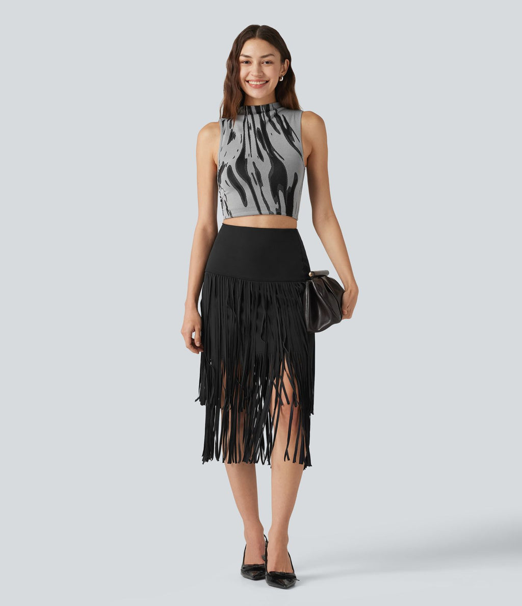 Jupe midi à franges taille haute Halara UltraSculpt™ Cool séchage rapide