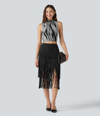 Jupe midi à franges taille haute Halara UltraSculpt™ Cool séchage rapide