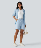 Short tailleur cargo ample à taille haute plissé DayStretch avec poches