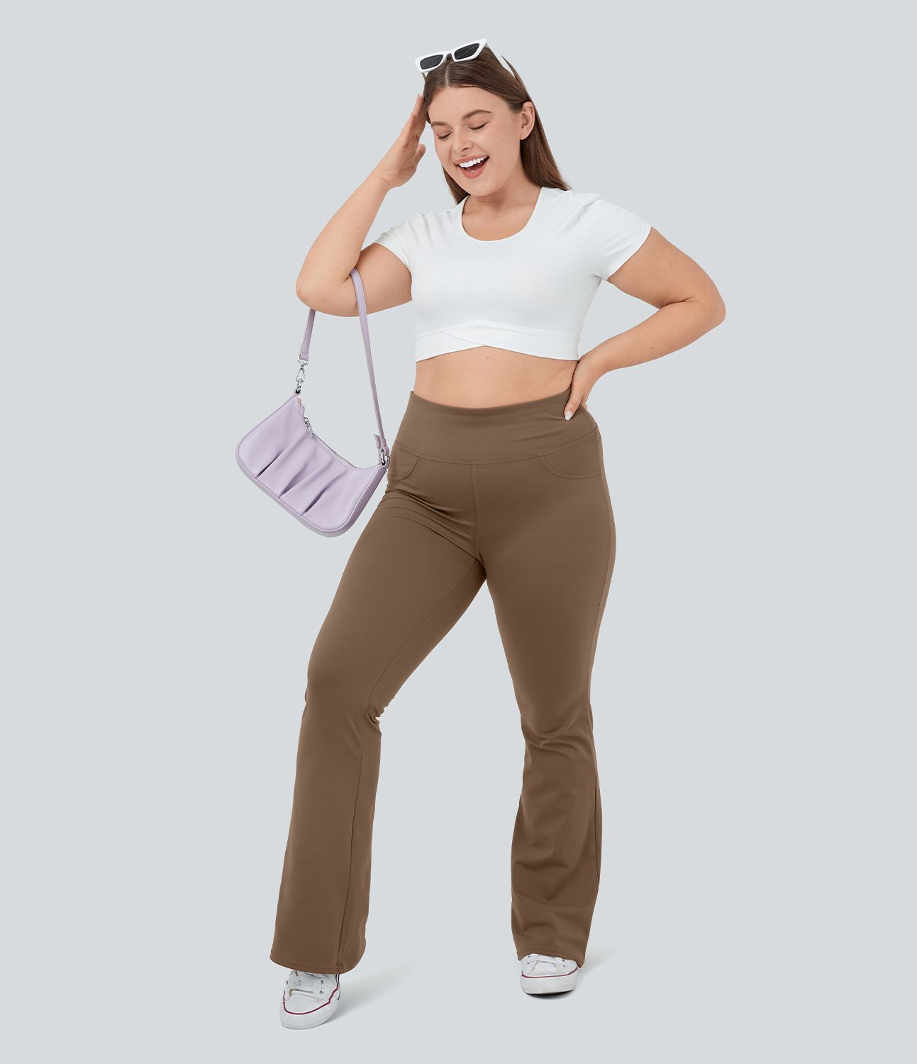 Legging yoga évasé grande taille taille haute DayStretch avec poches