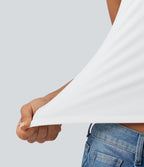 Débardeur casual SoftlyZero™ Airy à col U, dentelle contrastée, découpes et coussinets amovibles