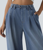 Jean large Halara Flex™ casual taille haute avec ceinture et poches