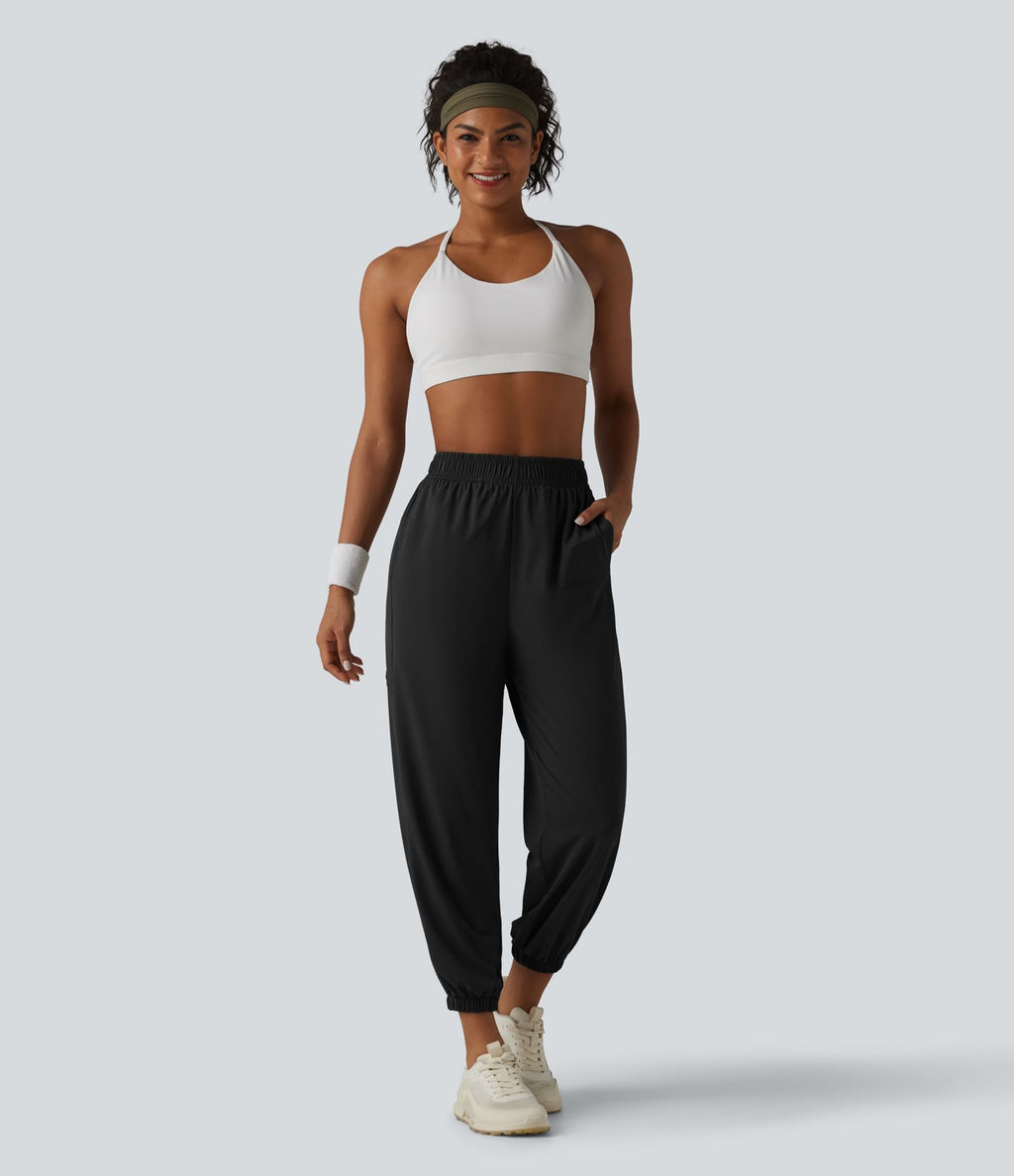 Jogging de sport taille haute en maille contrastée respirante avec poches - Protection solaire UPF50+