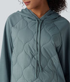 Sweat-shirt de sport matelassé camping à capuche, cordon de serrage et manches longues