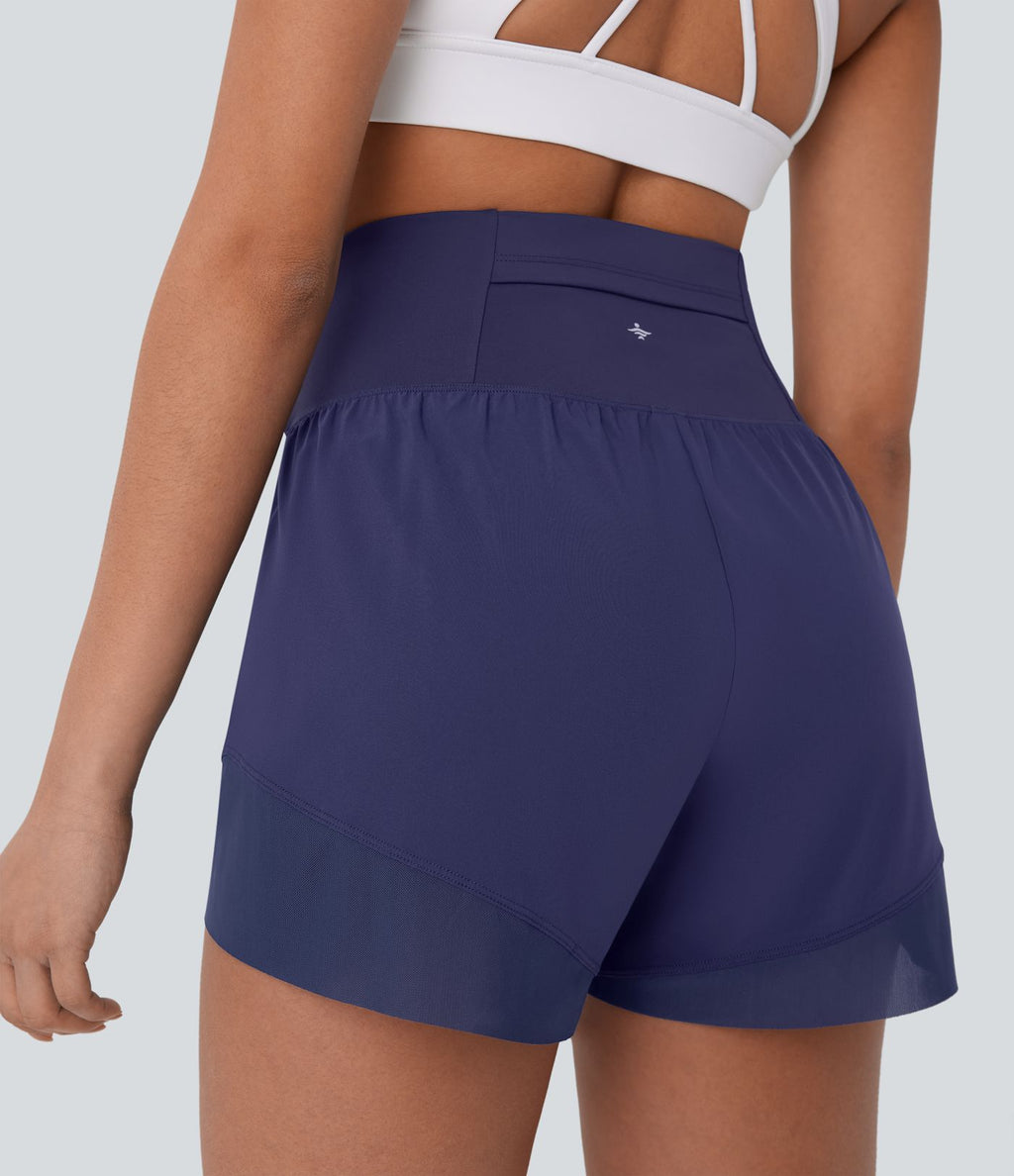 Breezeful™ Short yoga taille haute avec poche arrière ourlet croisé séchage rapide