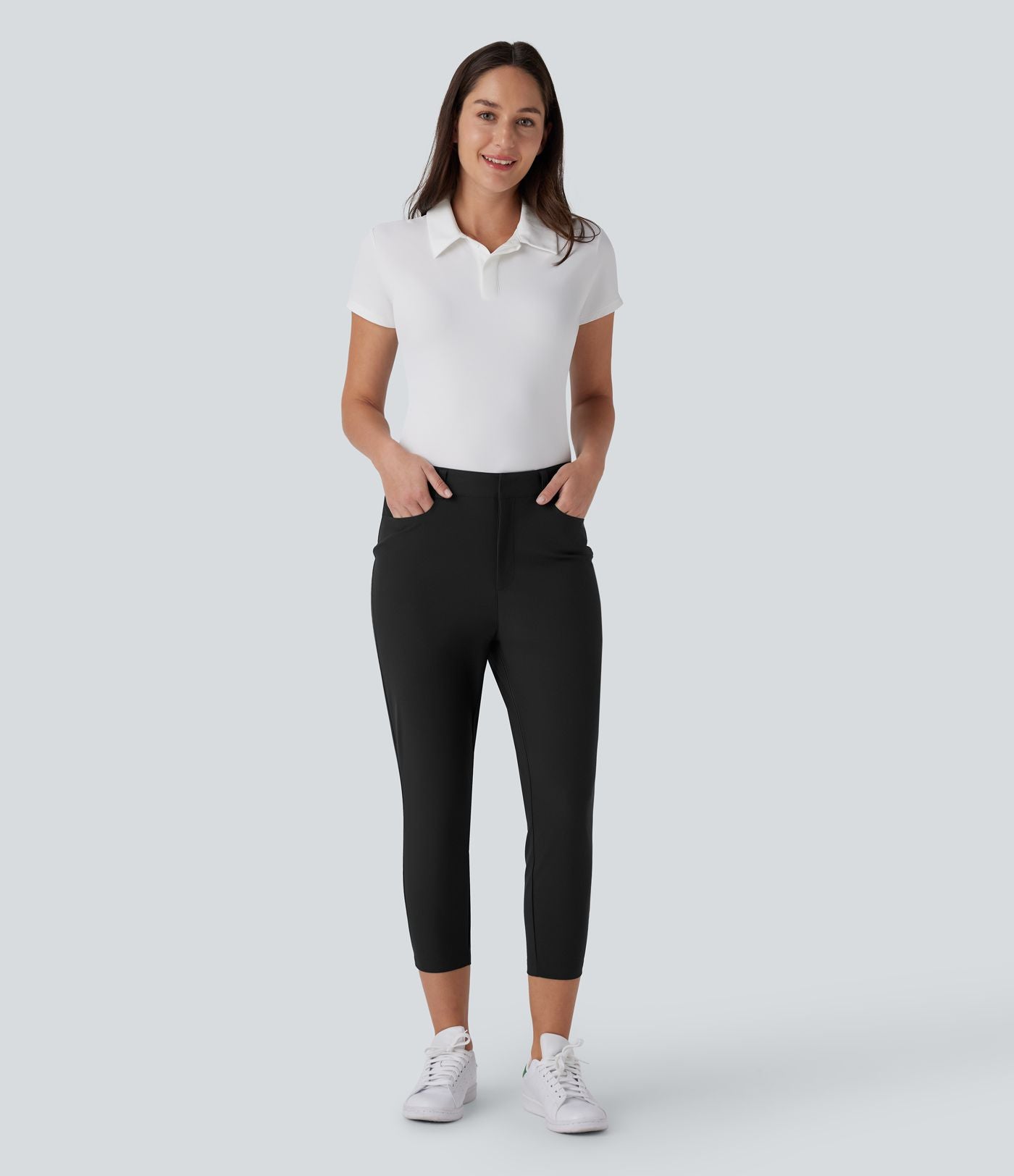 Pantalon de Golf Capri Taille Moyenne avec Poches Multiples, Coupe Fuselée, Séchage Rapide - Avec Poche pour Tees - Protection UPF40+