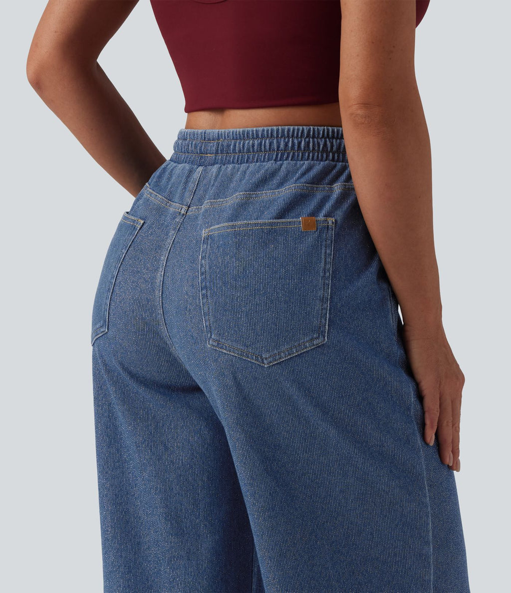 Jogging taille basse Halara Flex™ jambes larges, effet sparkle, avec poches