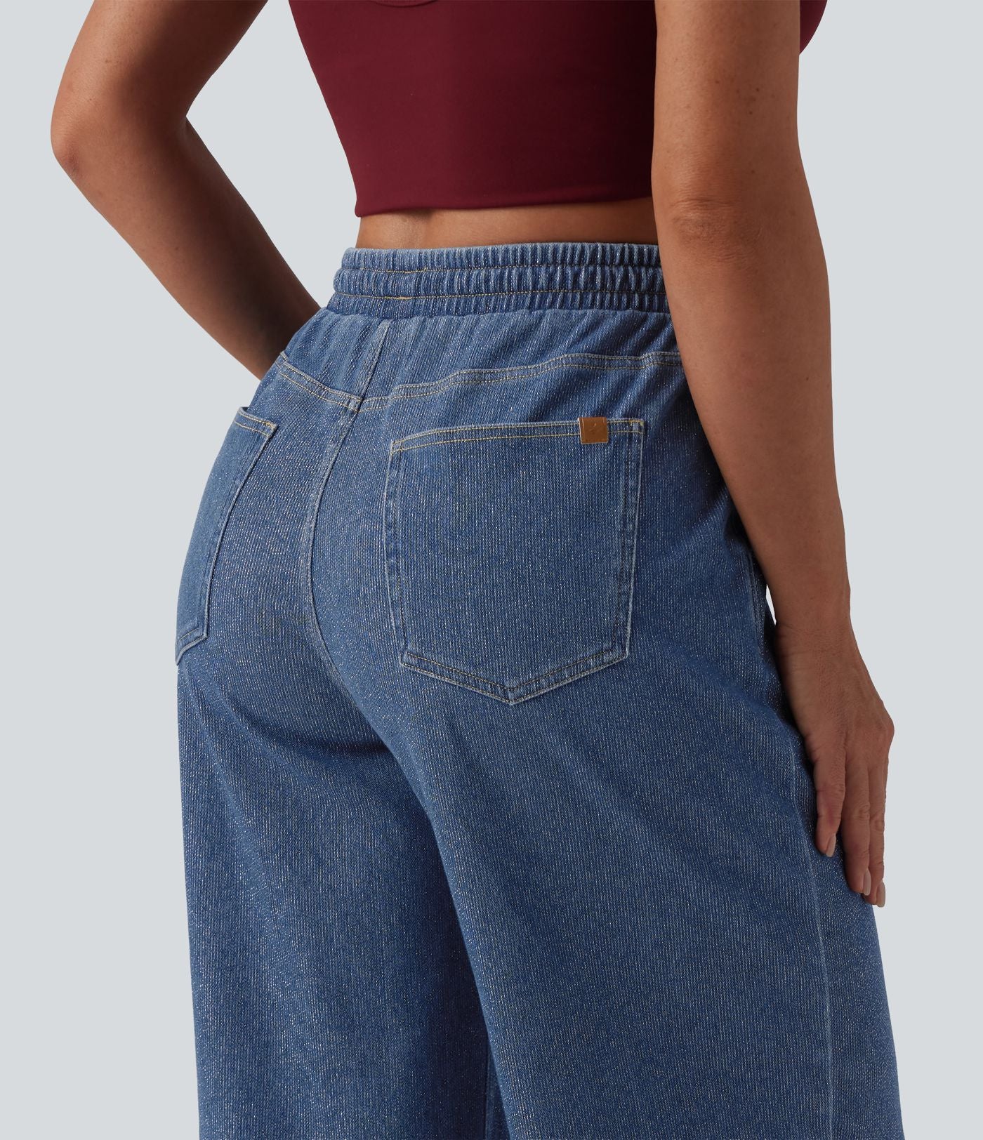Jogging taille basse Halara Flex™ jambes larges, effet sparkle, avec poches