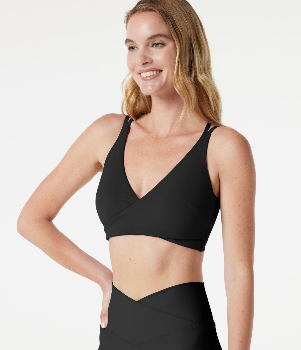 Brassière de sport yoga à maintien léger, col V, brassière intégrée, à effet frais InstantCool, séchage rapide, protection solaire UPF50+