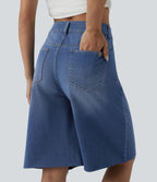 Halara Flex™ Short décontracté en jean asymétrique taille haute avec poches