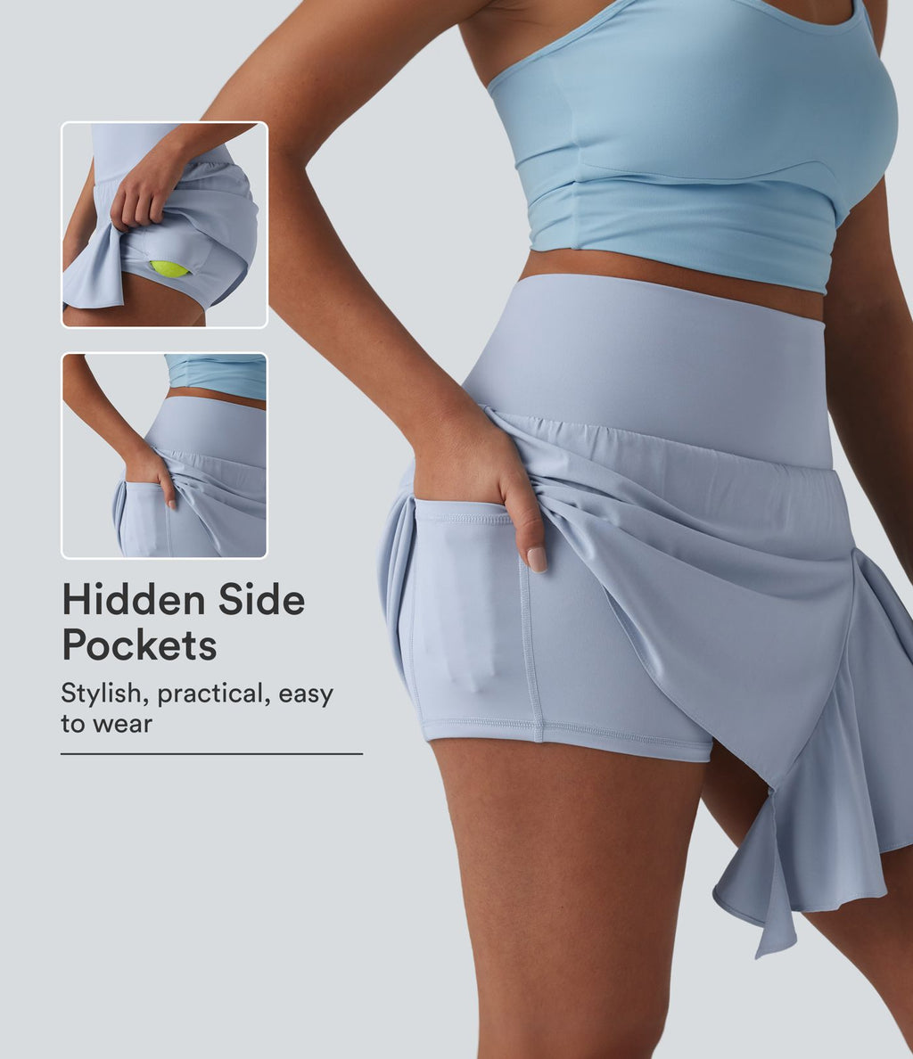 Jupe de danse courte Breezeful™ à taille haute, à volants, 2 en 1, séchage rapide et poches