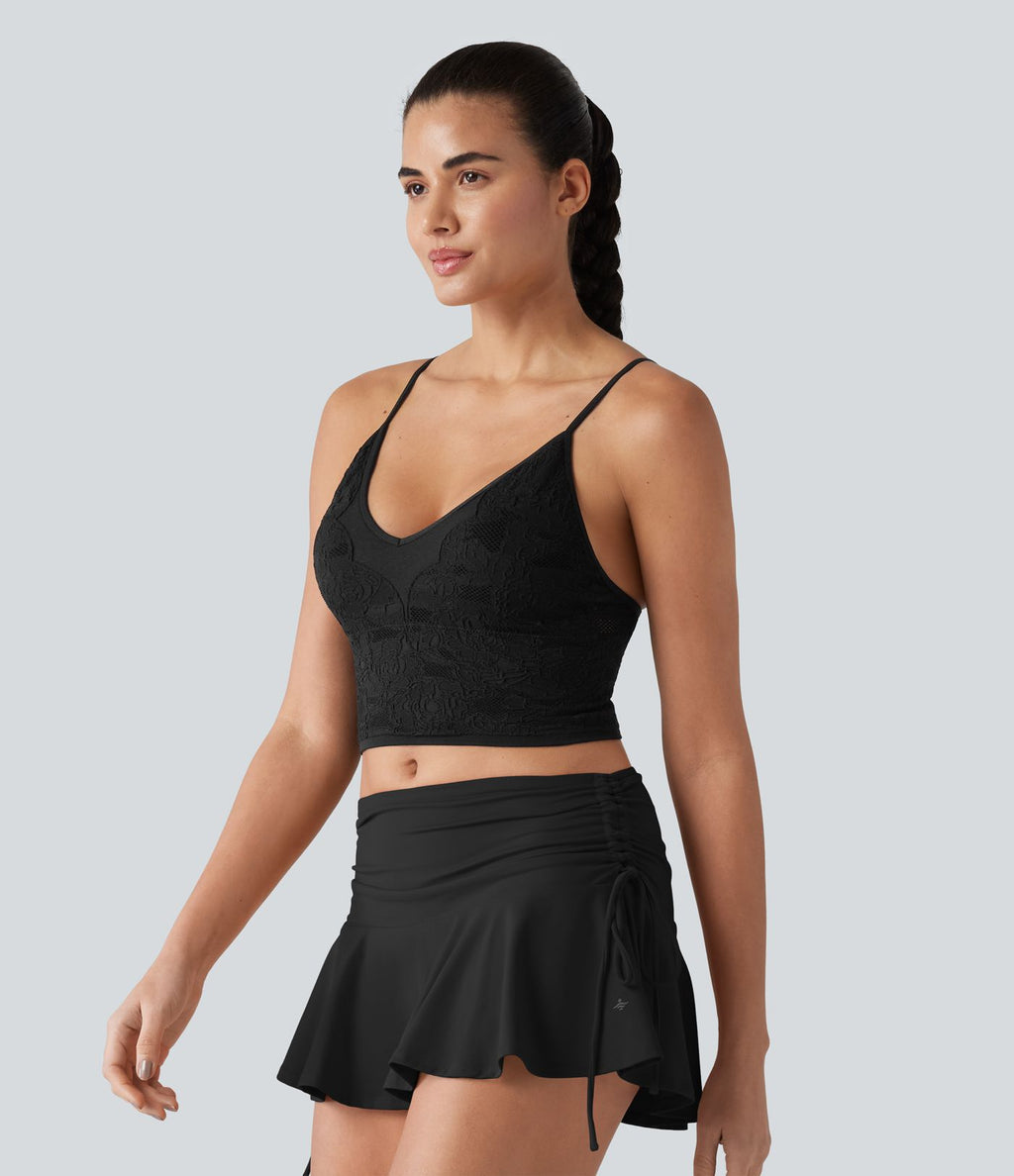 Débardeur de yoga court OneForm Seamless Flow à motif jacquard avec soutien-gorge intégré