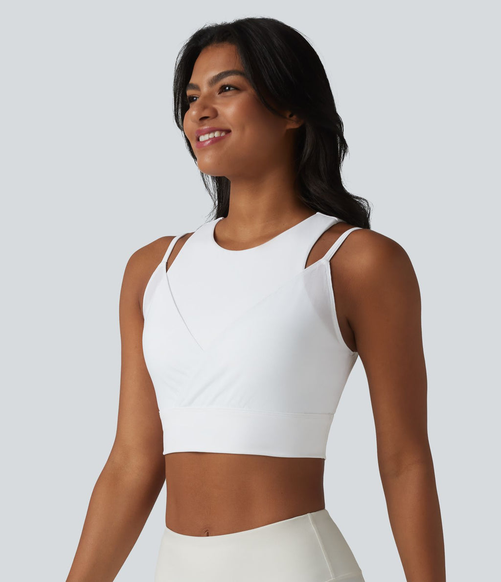 Brassière de sport SoftlyZero™ Airy à maintien léger, croisée, en mesh respirant, 2-en-1, avec brassière intégrée, à effet frais InstantCool, protection solaire UPF50+