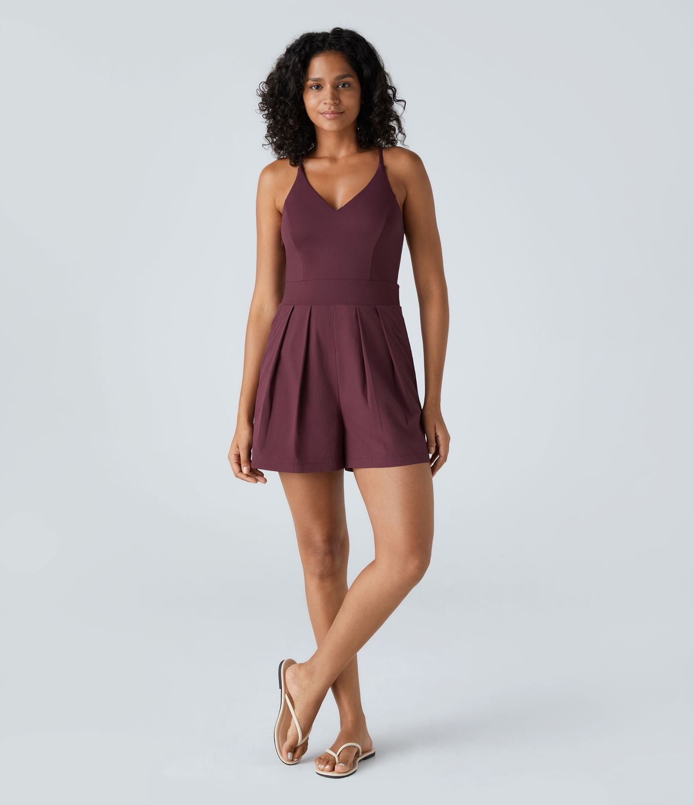 Breezeful™ Combishort Dos Nu Poche Zippée Invisible Sur le Côté Jambe Large Séchage Rapide