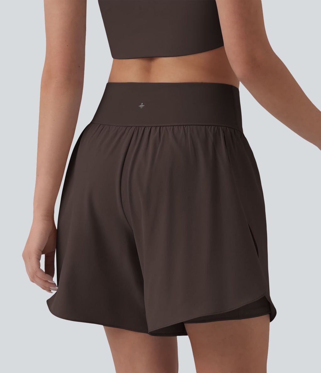 SoftlyZero™ QuickDry Short running 2-en-1 gainant taille haute à pois réfléchissants et ourlet croisé 17,5 cm avec poches
