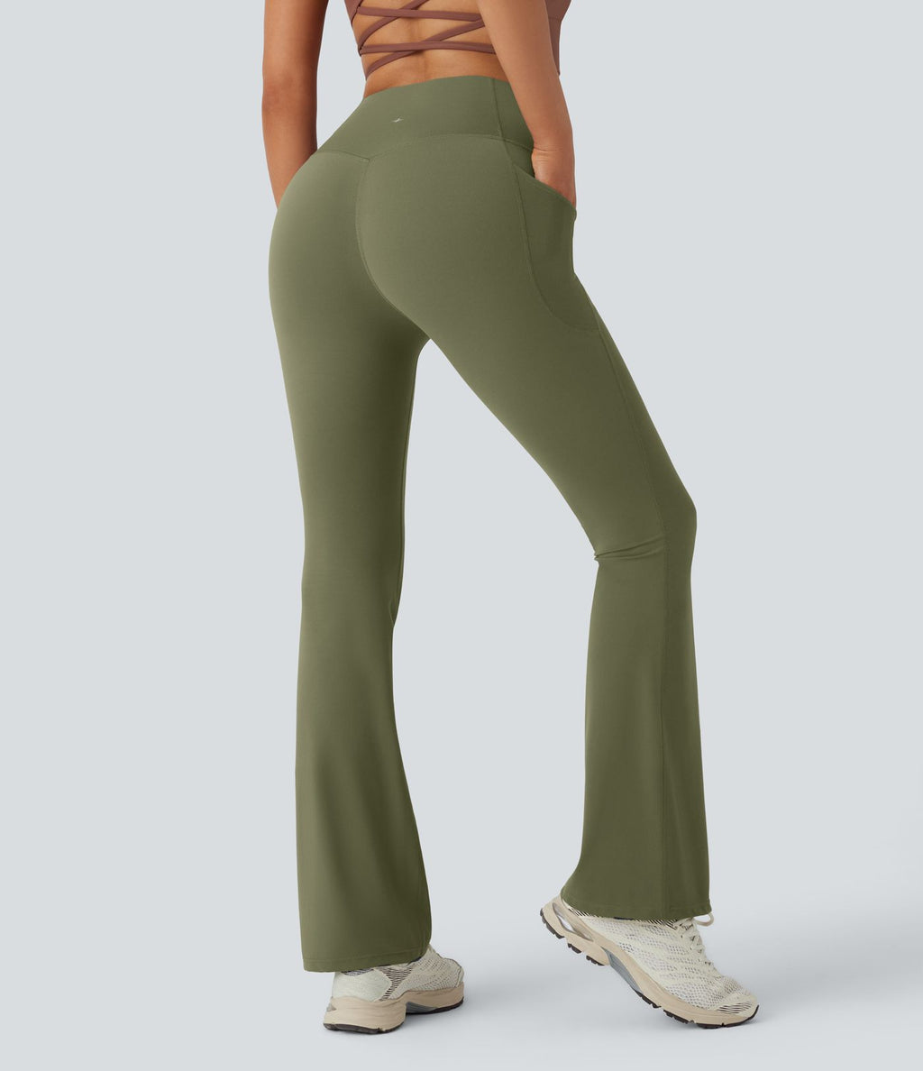 Pantalon de yoga à coupe bootcut gainant taille haute avec poches Halara UltraSculpt™