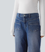 Halara Flex™ Jean coupe droite décontracté taille mi-haute avec poches