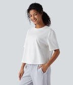 T-shirt décontracté ample en coton à manches courtes et col rond
