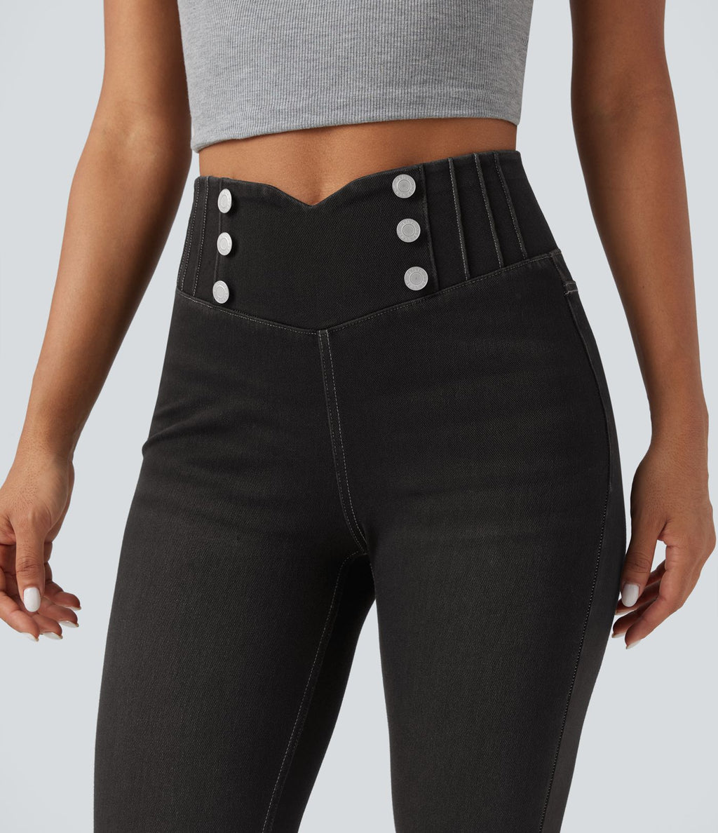Legging 7/8 skinny en denim Halara Flex™ taille haute gainant avec poches