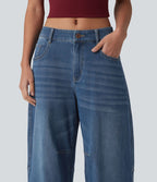 Jean Barrel 7/8 taille basse Halara Flex™ avec poches zippées