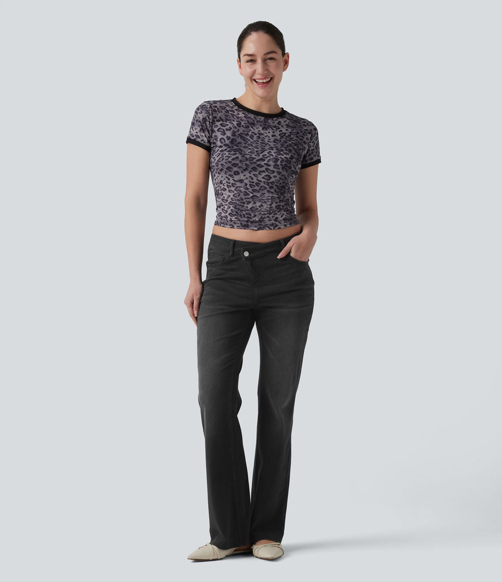 Halara Flex™ Jean évasé asymétrique taille haute avec poches