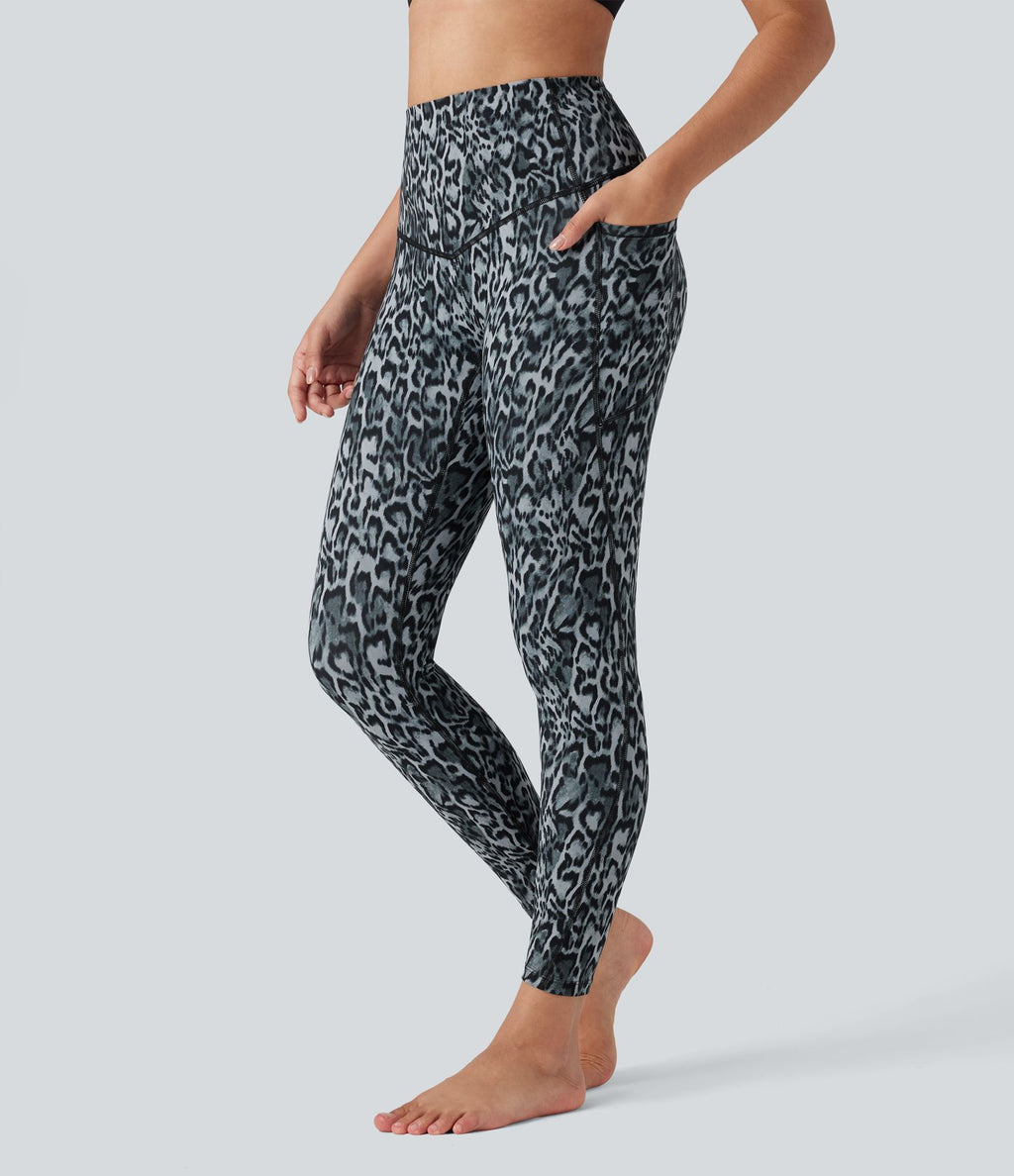 Legging de yoga gainant taille haute imprimé léopard avec poches Halara UltraSculpt™