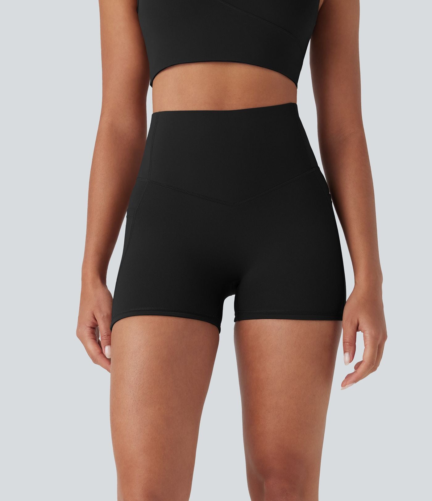 Short cycliste 7,5 cm d'entraînement gainant galbant taille haute avec poches Halara UltraSculpt™