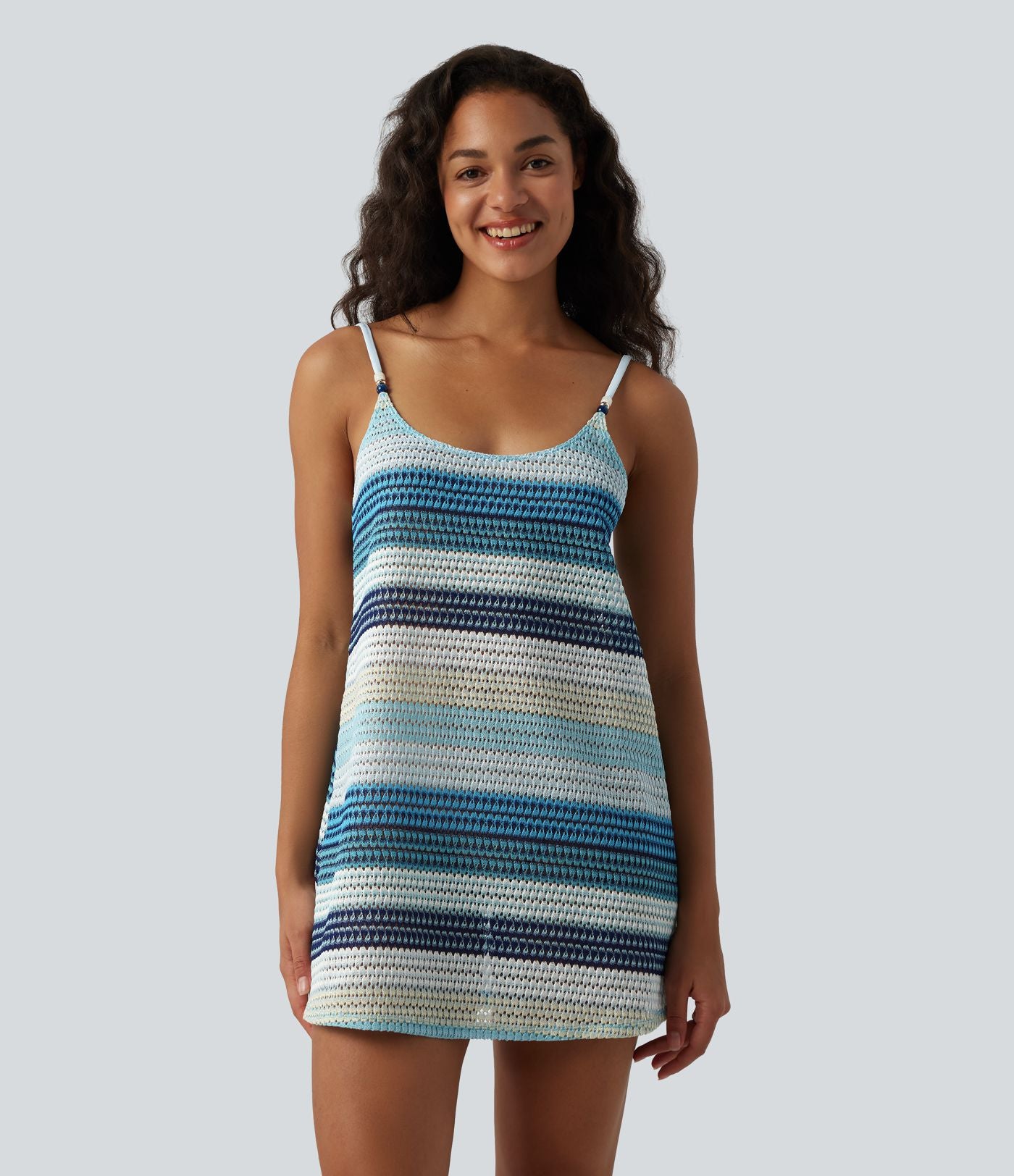 Robe de plage en maille crochet à bretelles réglables