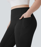 Pantalon de yoga à coupe bootcut gainant galbant taille haute grande taille avec effet scrunch et poches Halara UltraSculpt™