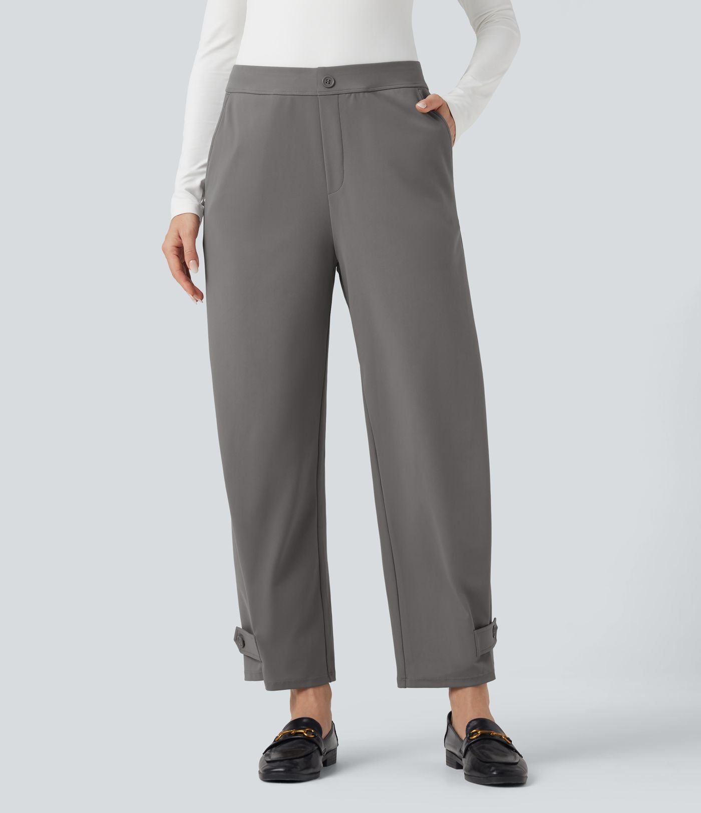 Pantalon de travail fuselé taille moyenne avec largeur ajustable Halara Flex™ DayStretch avec poches